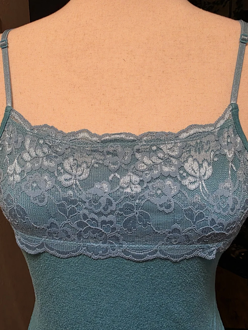 Nine & Company Y2K Blue Lace Trim Tank Cami Top